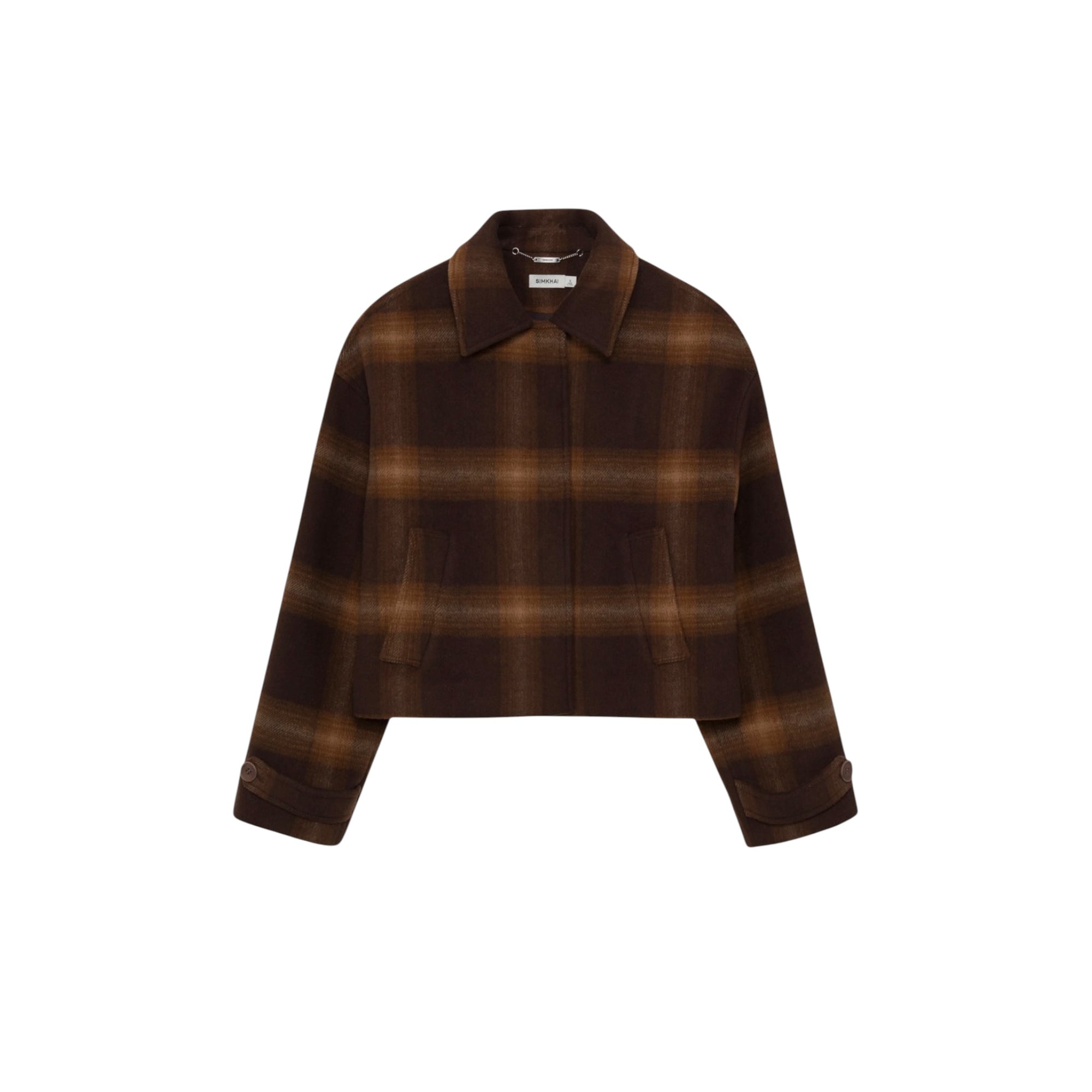 SIMKHAI Colby Wool Jacket - Chocolate Plaid