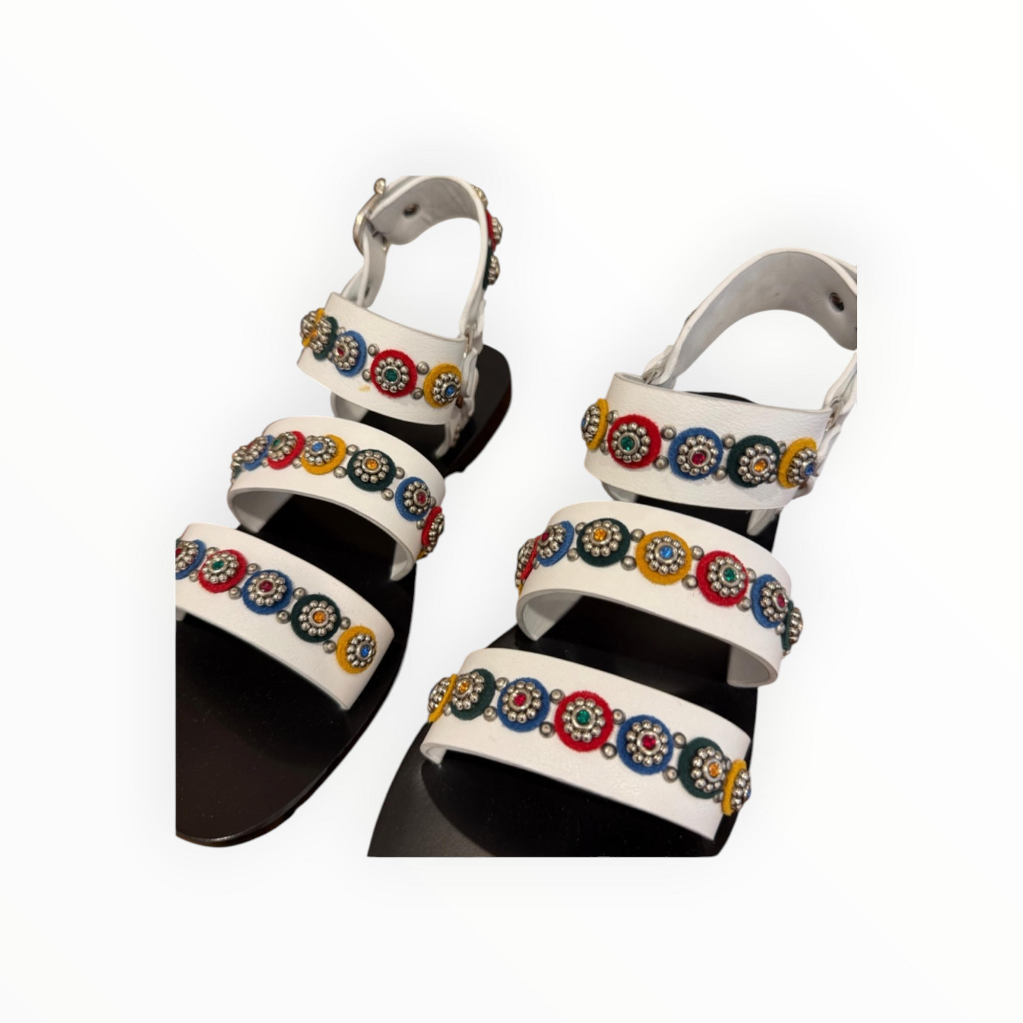Nanni Milano Studded Sandal -White Multi