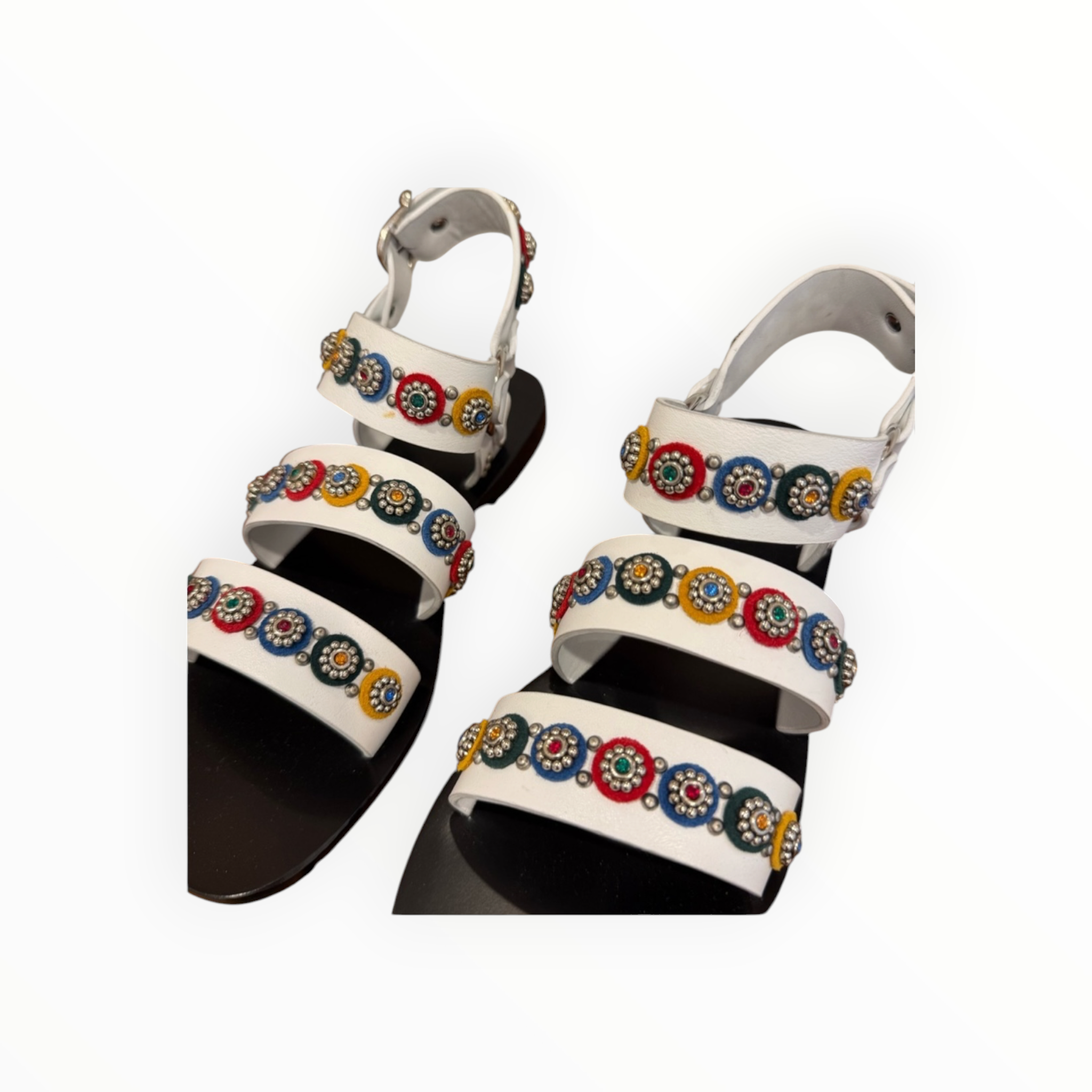Nanni Milano Studded Sandal -White Multi