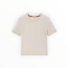 Frame The Contrast Stitch Baby Tee - Bone