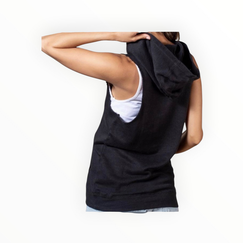 Chaser Linen French Terry Smiley Face Hoodie - True Black