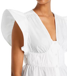 Derek Lam 10 Crosby Roselyn Ruffle Sleeve Top - White