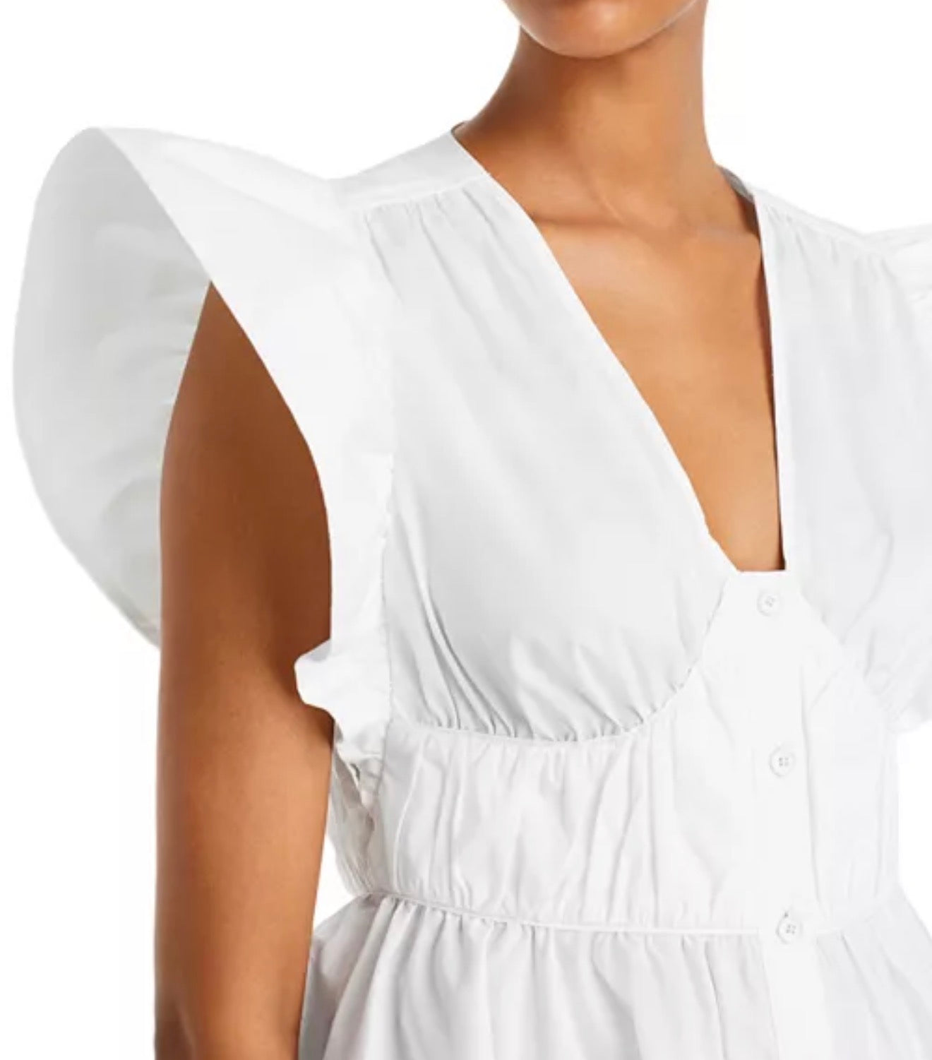 Derek Lam 10 Crosby Roselyn Ruffle Sleeve Top - White