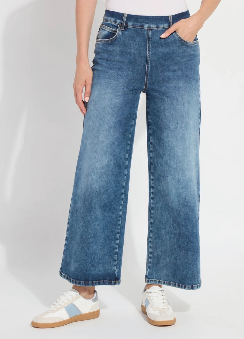 Lyssé Sylvia Wide Leg Premium Denim - Hi-Low Mid Wash (28" Inseam)