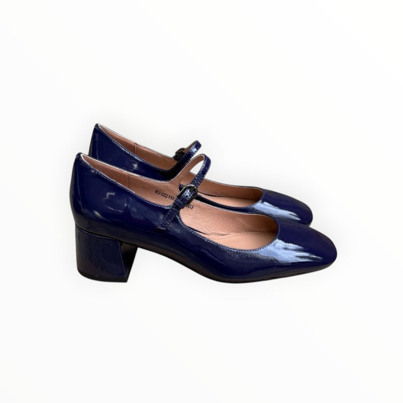 BiBi Lou Cardiff Mary Jane Heels - Navy Patent