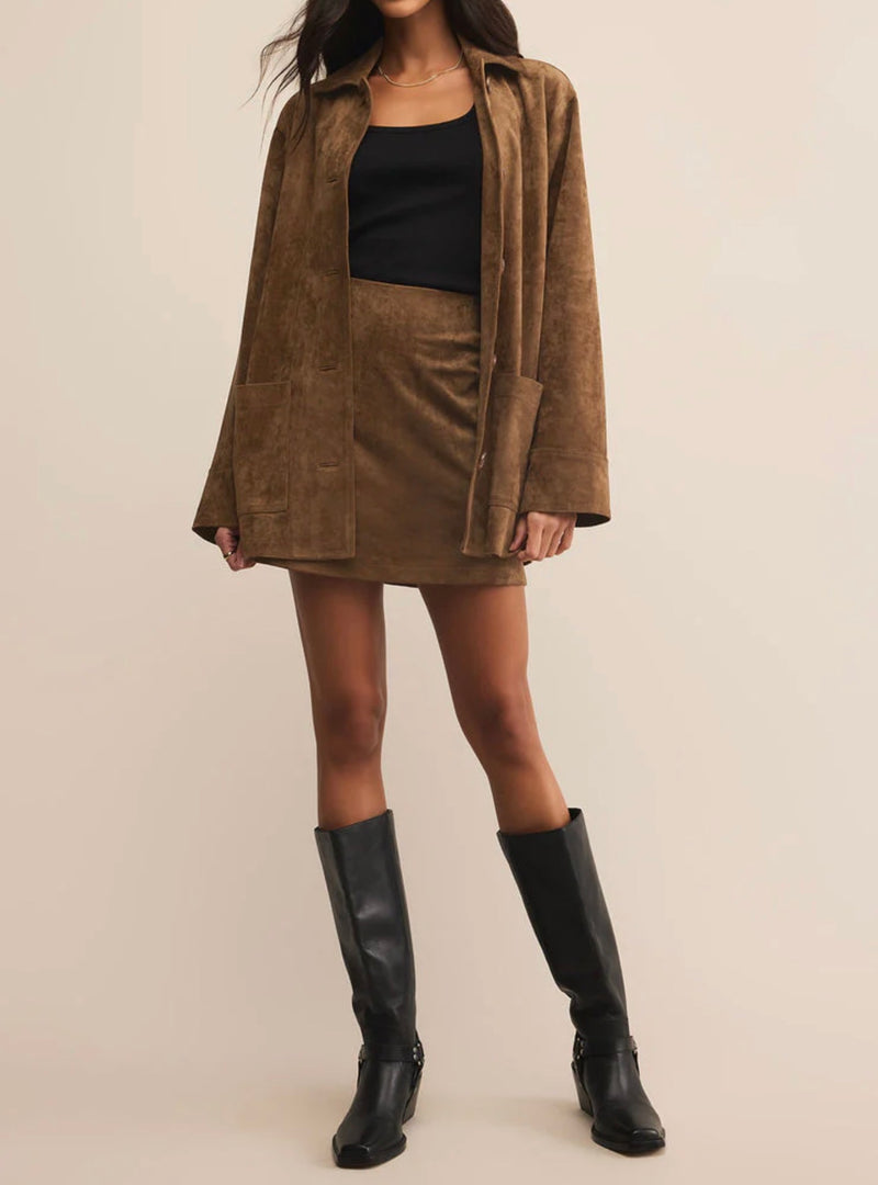 Z Supply Ciera Faux Suede Mini Skirt - Coconut