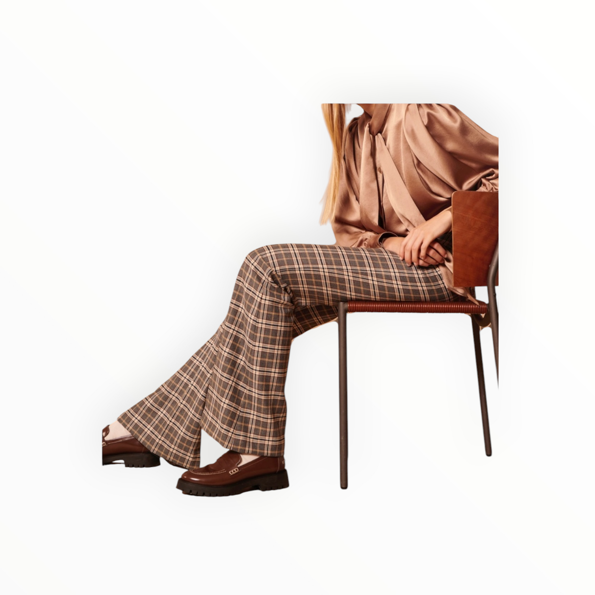 Tara Jarmon Penina Wool Pants - Anthracite Plaid