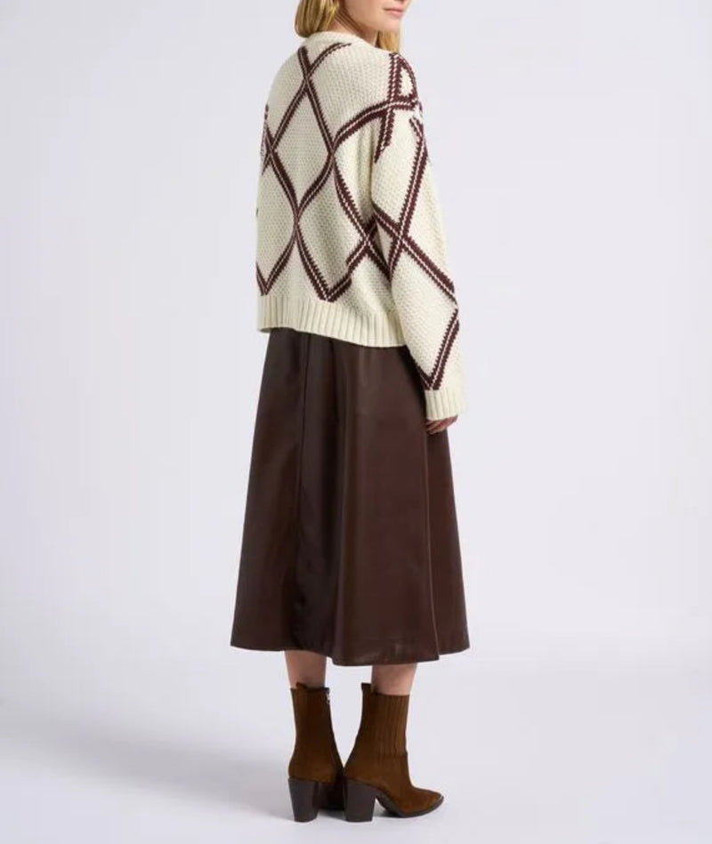 Suncoo Faux Leather Floyd Skirt - Chocolate