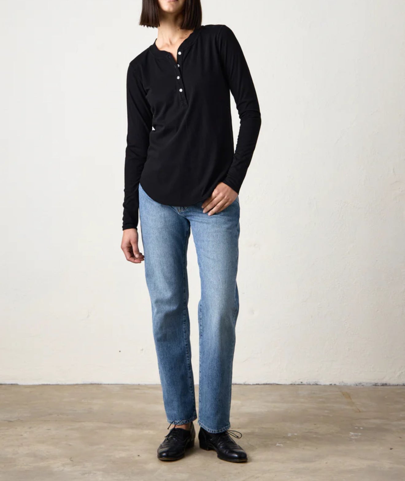 NSF Hal Fine Jersey Henley - Black