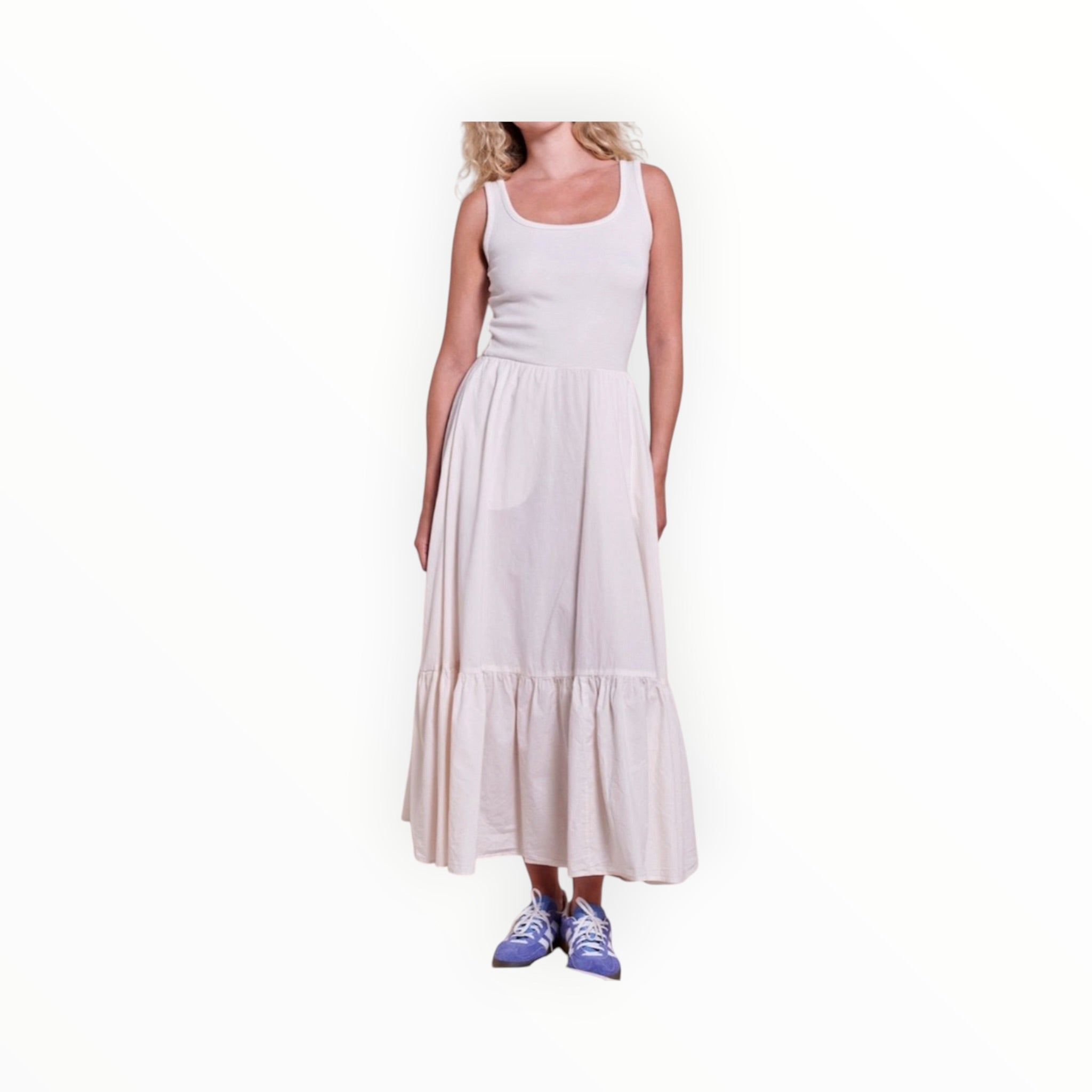 Sundry Mixed Media Tank Dress - Oyster
