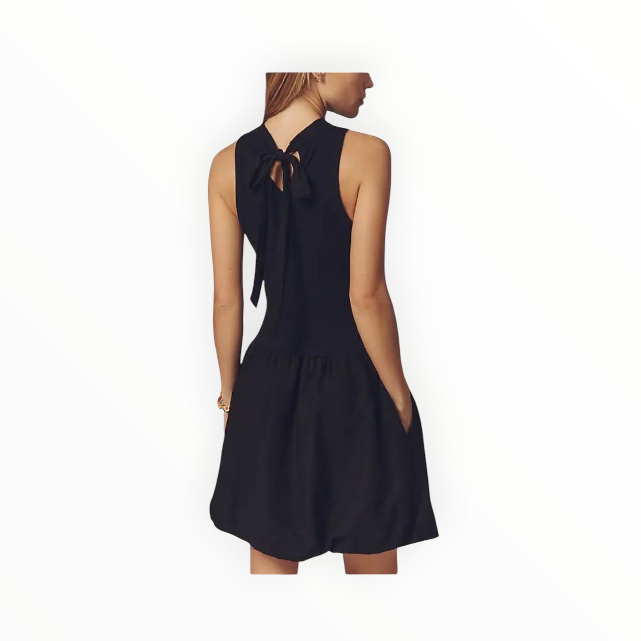 Stateside Linen Bubble Hem Dress - New Navy