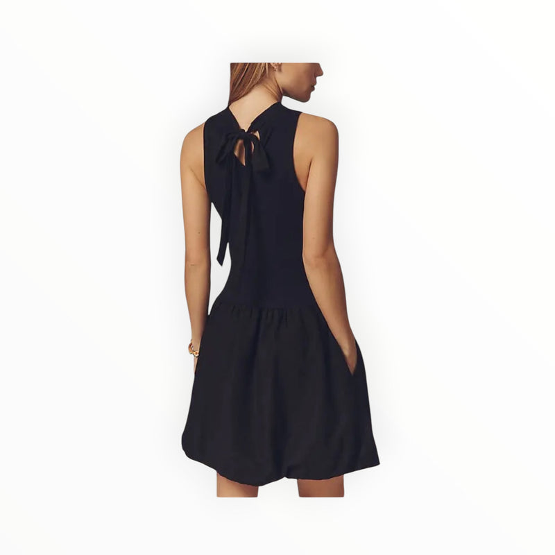 Stateside Linen Bubble Hem Dress - New Navy