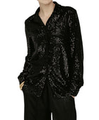 Amanda Maria Sequin Button Down - Black