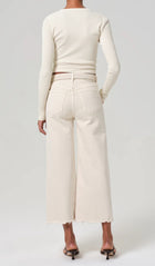 Citizens of Humanity Lyra Wide Leg Crop Raw Hem - Almondette