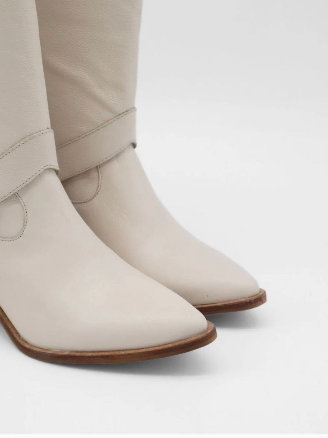 Stivali Penelope Western Cowboy Convertible Boots - Ivory Leather