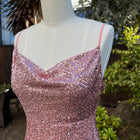 Greylin Linda Sequin Cowl Neck Mini Dress - Fairy Pink