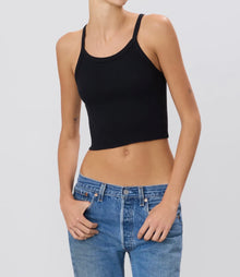 ÉTERNE Cropped Rib Tank - Black