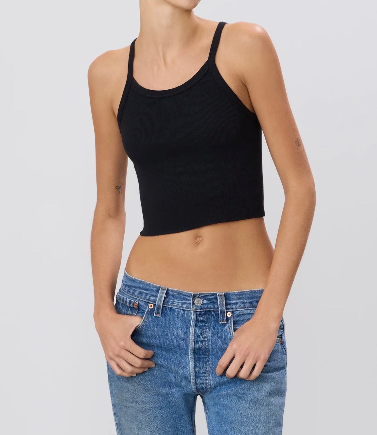 ÉTERNE Cropped Rib Tank - Black
