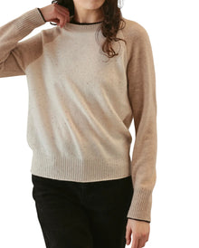 27 Miles Malibu Proctor Cashmere Baseball Pullover - Coconut/Oatmeal/Espresso
