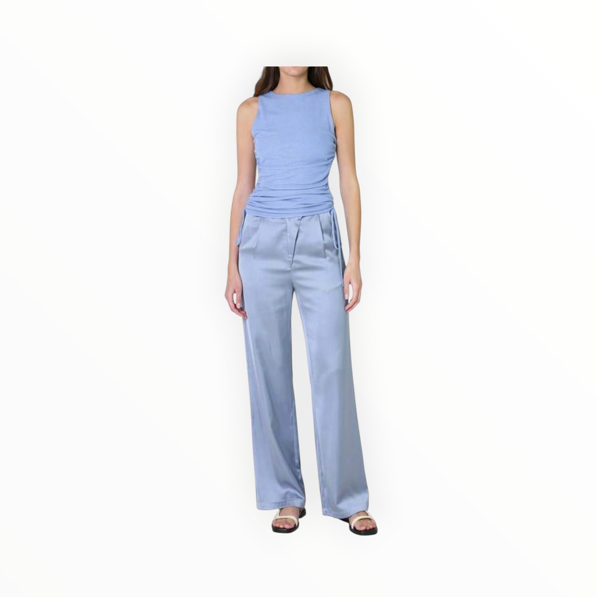 CRESCENT Valentina Ruched Top - Light Blue