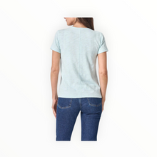 LILLA|P Short Sleeve Back Seam V-Neck - Seabreeze
