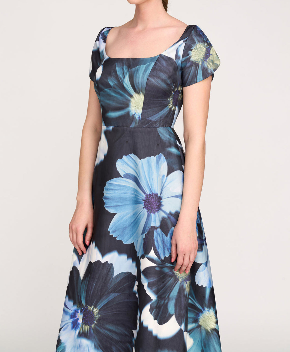 Kay Unger Emma Tea Length Dress - Flint/Light Teal