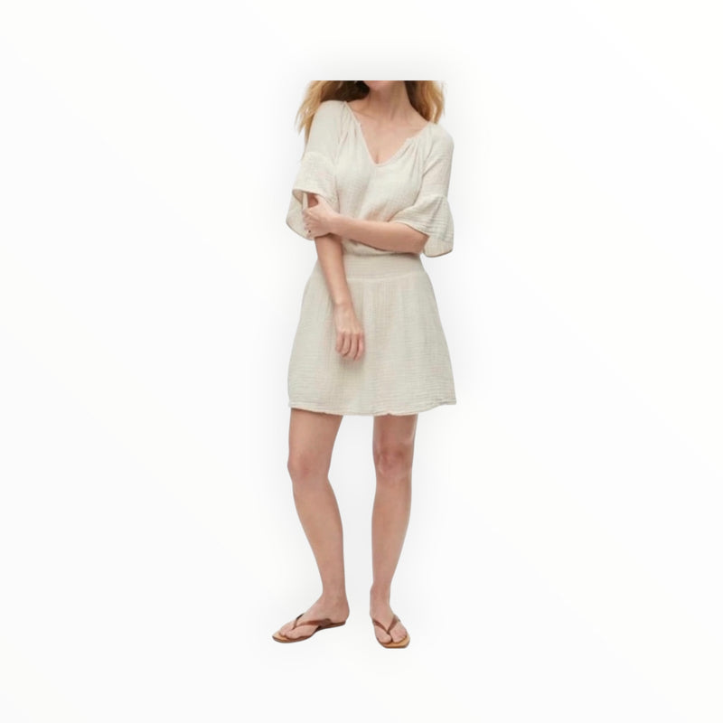Michael Stars Katelyn Gauze Ruffle Sleeve Dress - Ecru
