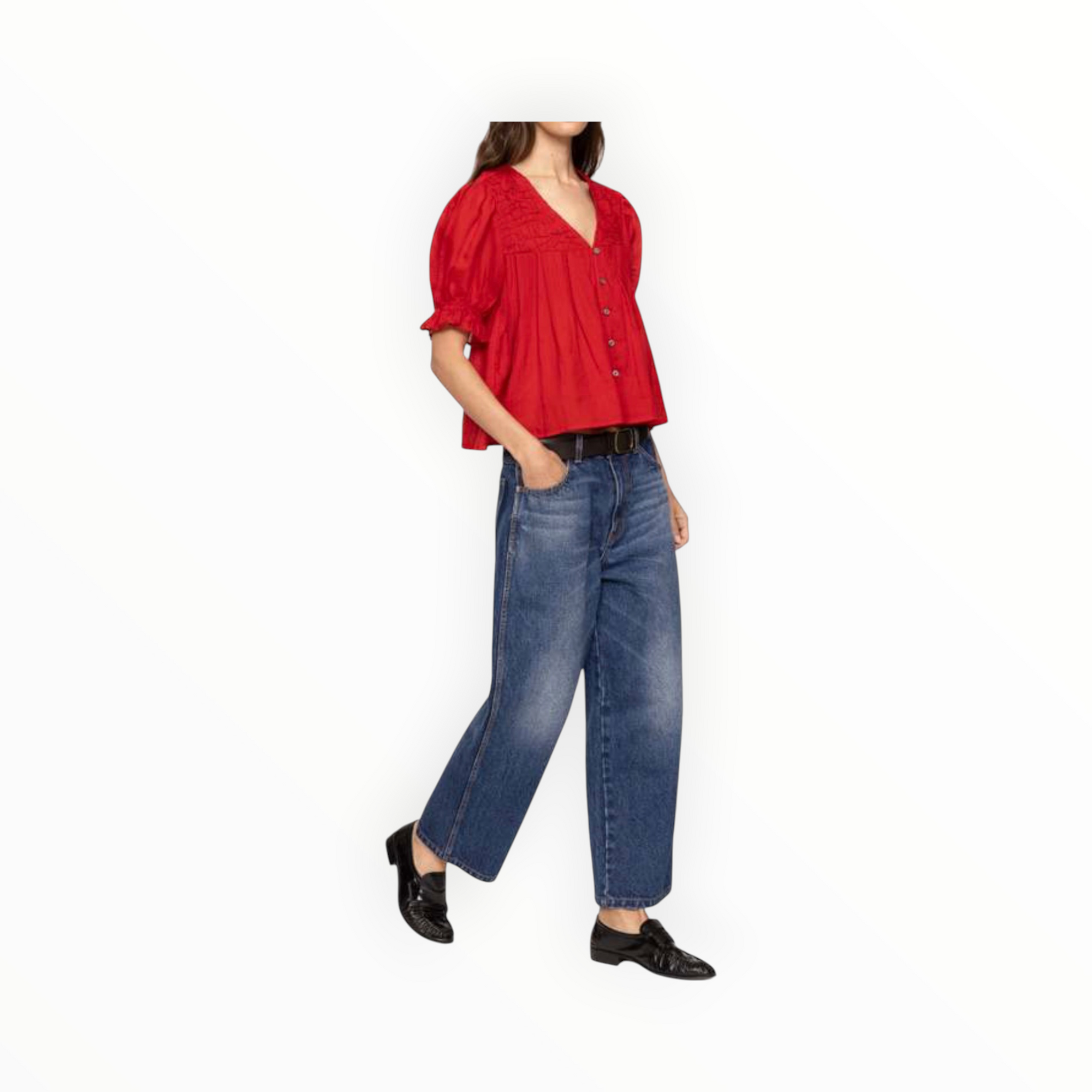 Sea New York Imogen Solid Short Sleeve Top - Red