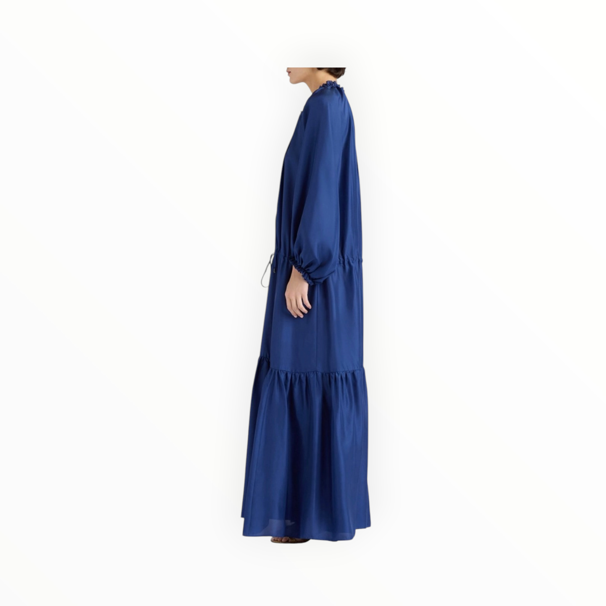 momonì Viento Dress in Solid Color Habutai Silk - Ultramarine Blue