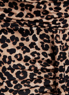 Essentiel Antwerp Brown Stretch-Jersey Midi Dress With Leopard Print