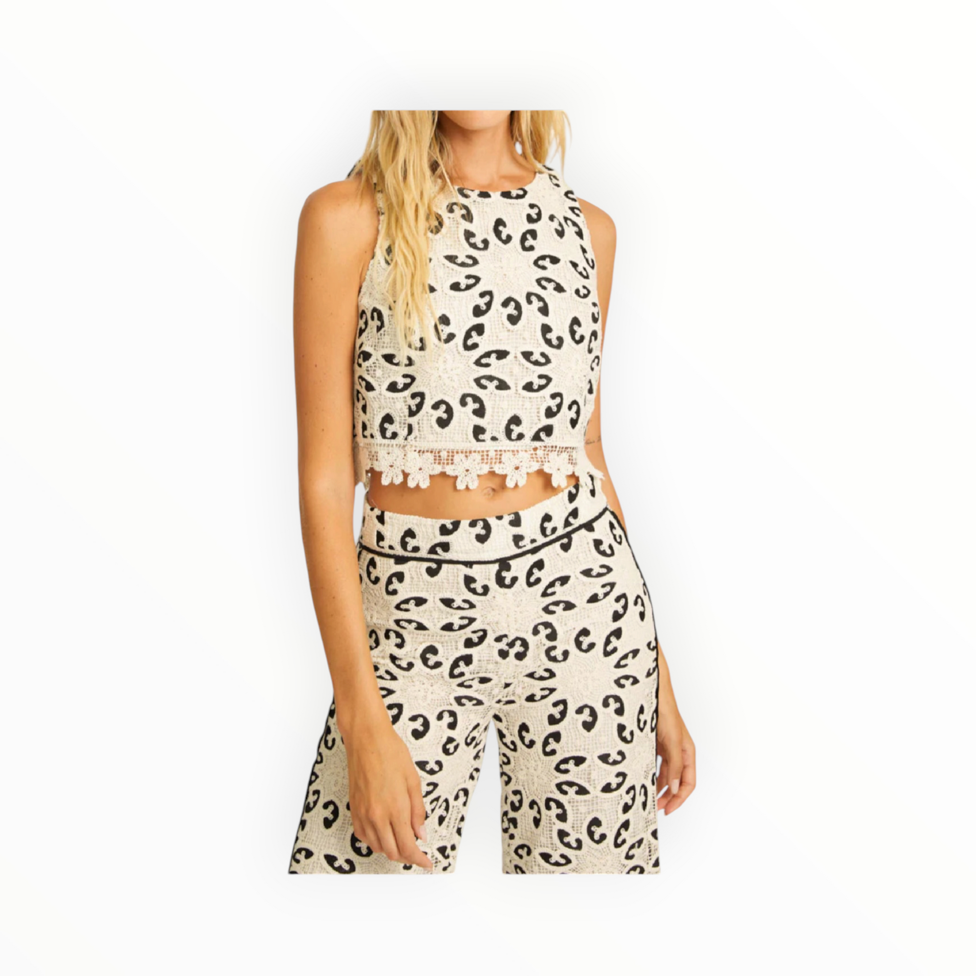 Caballero Isabelle Lace Top - Ivory/Black