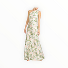 Sachin & Babi Delphine Mint Green Floral One Shoulder A-Line Gown - Celadon Sweetbriar