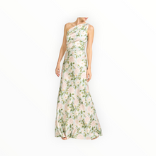 Sachin & Babi Delphine Mint Green Floral One Shoulder A-Line Gown - Celadon Sweetbriar