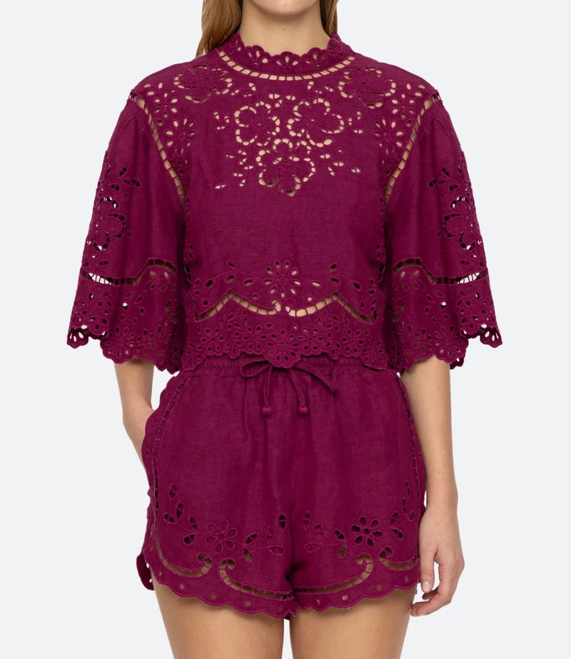 Sea New York Lula Embroidery Shorts - Jam