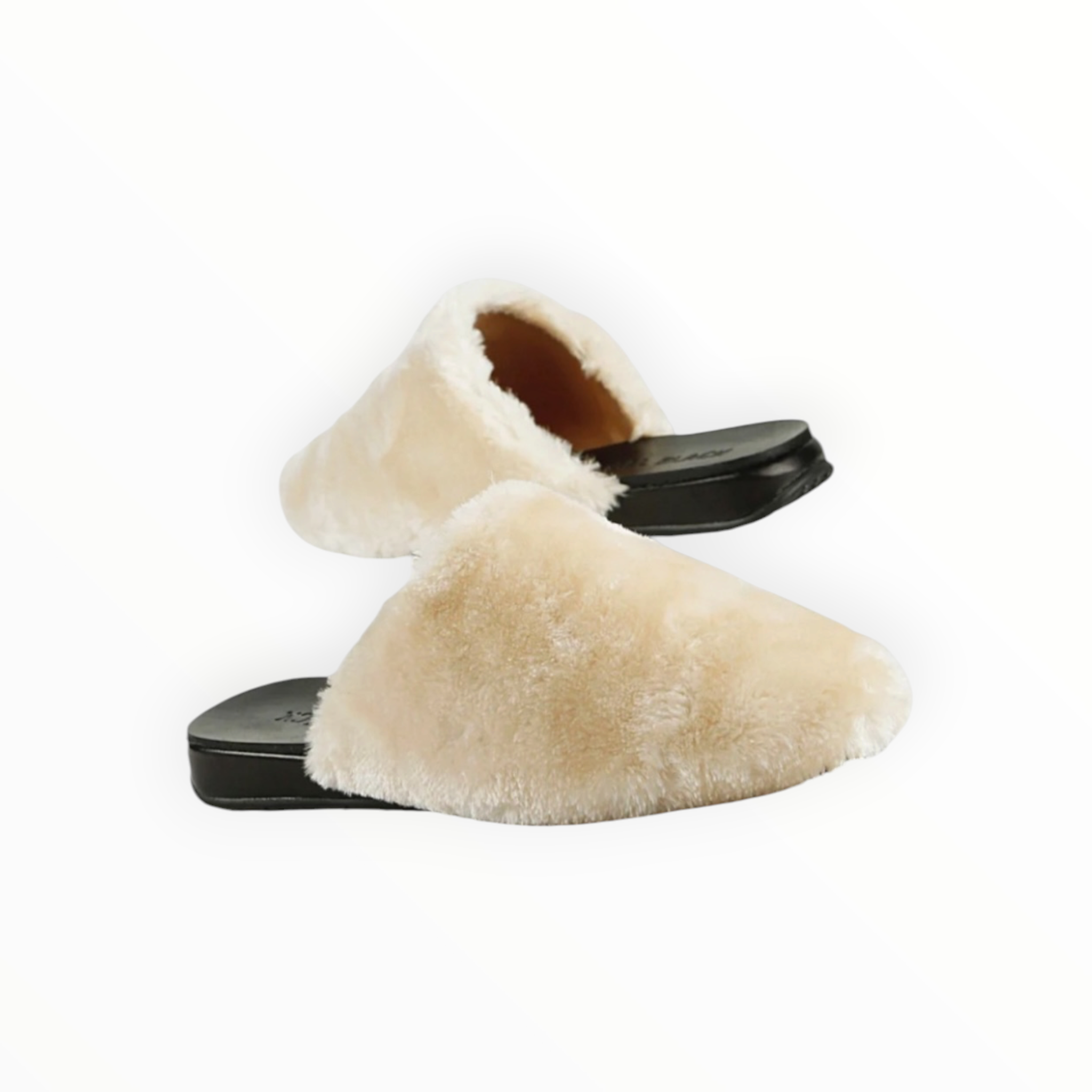 All Black Fun Fur Slipper - Beige
