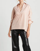 Adroit Atelier Kay Popover Satin Blouse With Long Cuffs - Rose