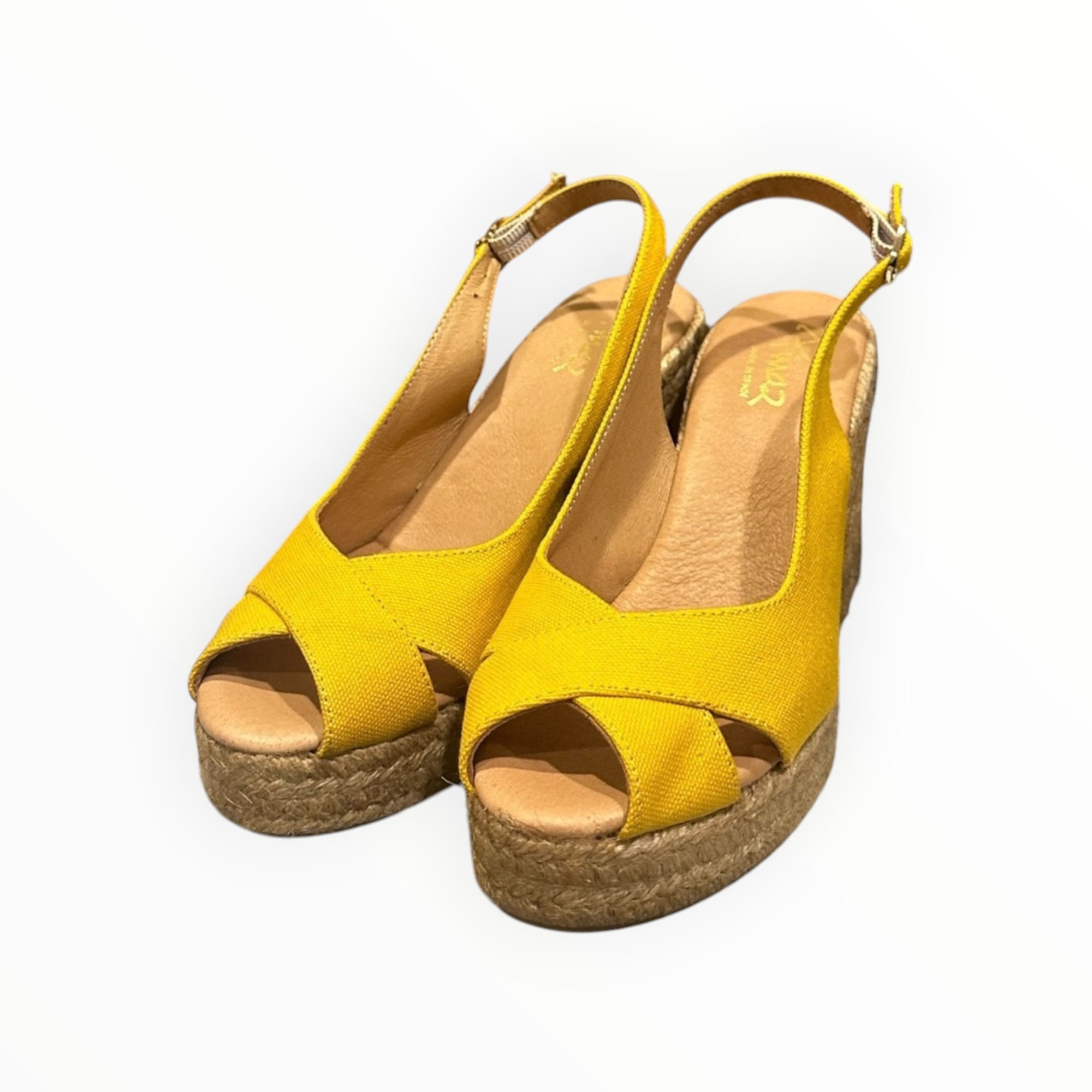 Pinaz Sling Back Criss Cross Espadrilles - Yellow