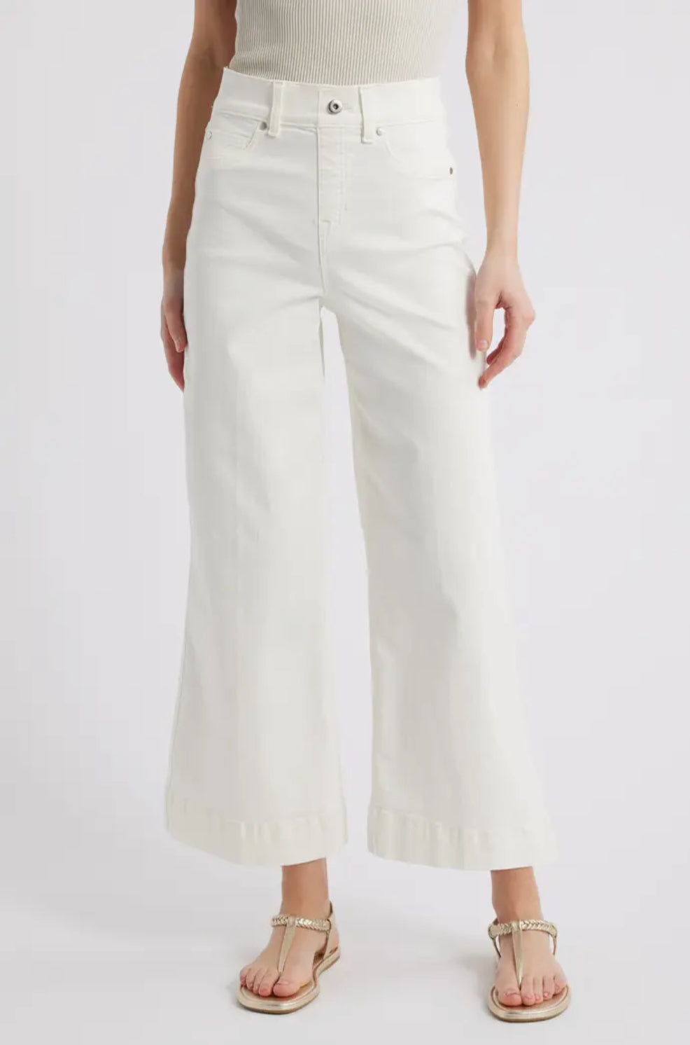 SPANXshape™ EveryWear Cropped Wide Leg Jeans - Chalk Wash