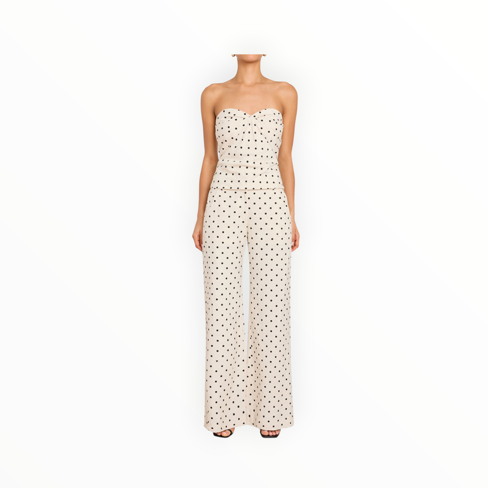 Amanda Uprichard Soho Top in Polka Dot - Beige/Black