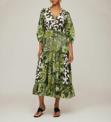 Fifteen Twenty Nicki Tiered Ruffle Hem Dress - Rainforest Print