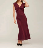 Fifteen Twenty Cierra Ruffle Detail Midi Dress - Wine