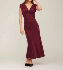 Fifteen Twenty Cierra Ruffle Detail Midi Dress - Wine
