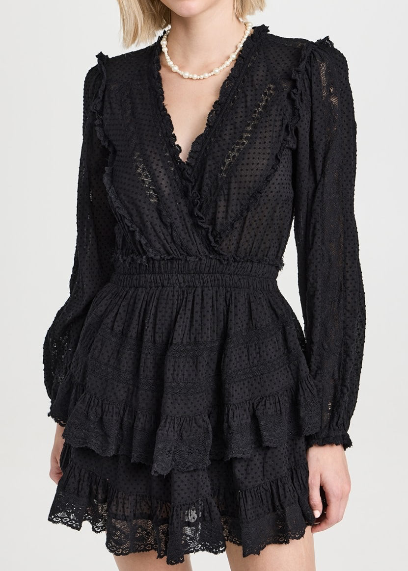 LoveShackFancy Milena Dress - Black