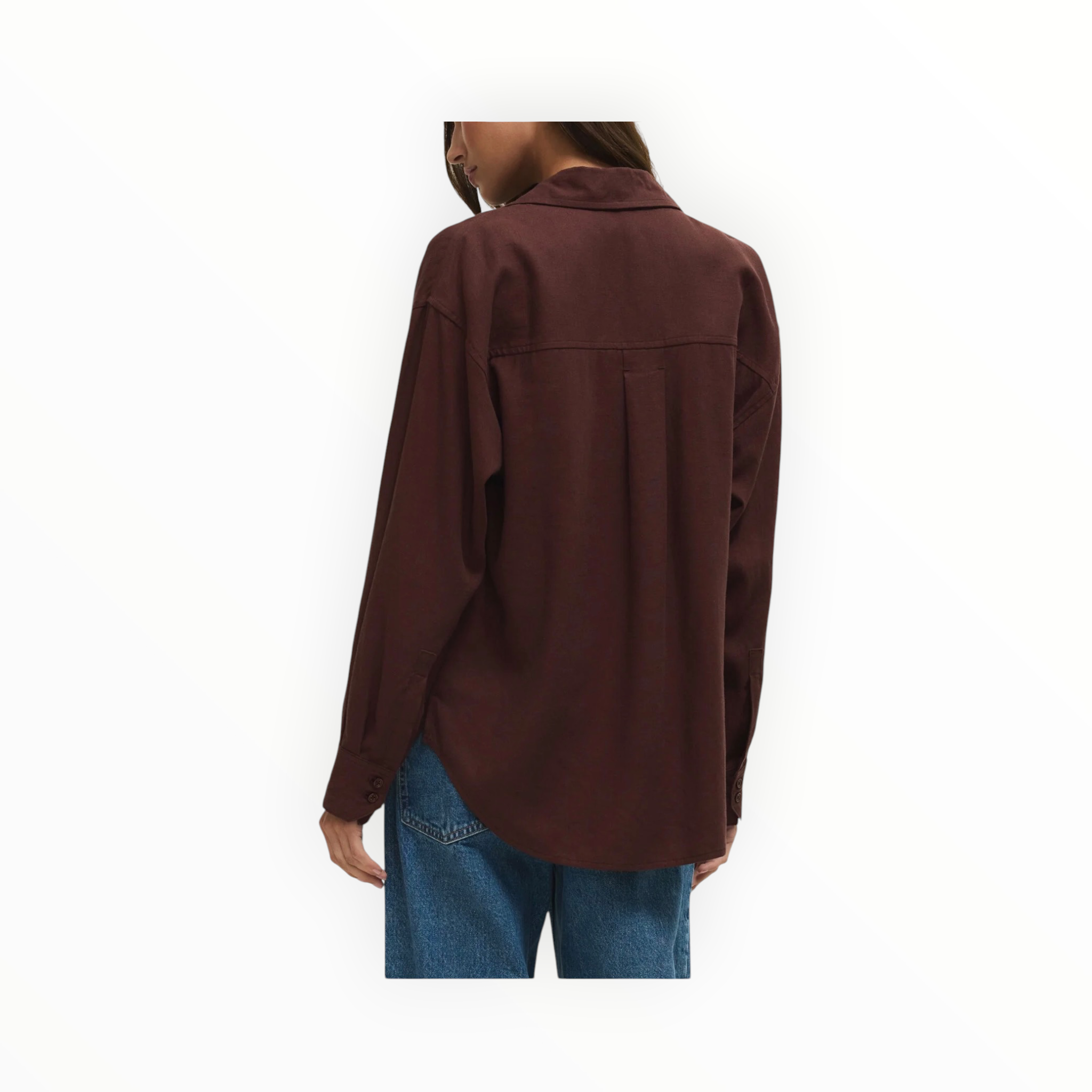 Z Supply Alfie Button Up Shirt - Chocolate Cherry