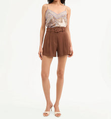Veronica Beard Piper Stretch-Linen Short - Chicory
