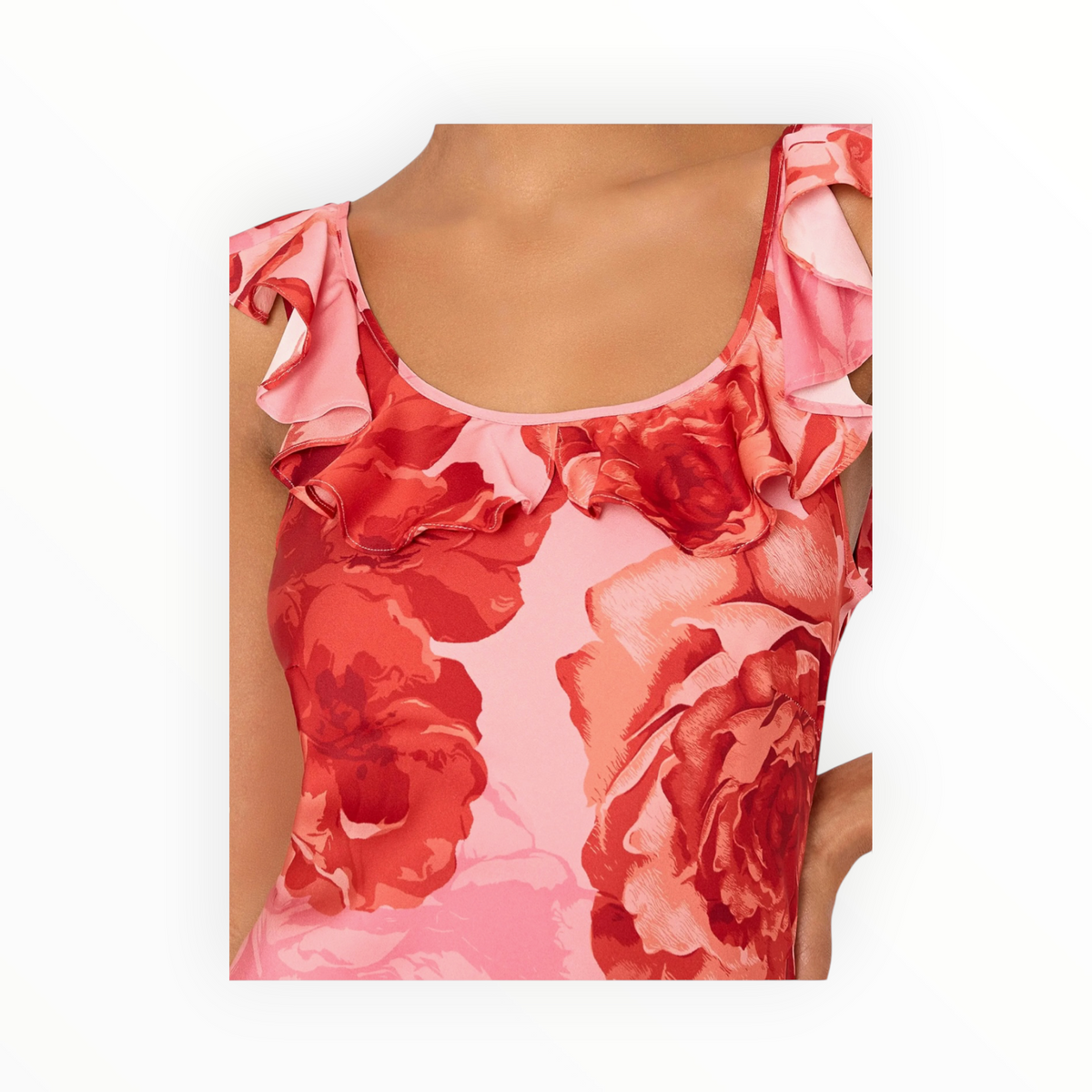 MILLY Scarlett Print Ruffle Midi Dress - Pink Multi