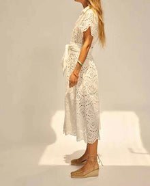 Natalie Martin Harper Dress - Embroidered Salt