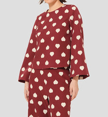 Tara Jarmon Thaissa Burgundy W/White Hearts Top