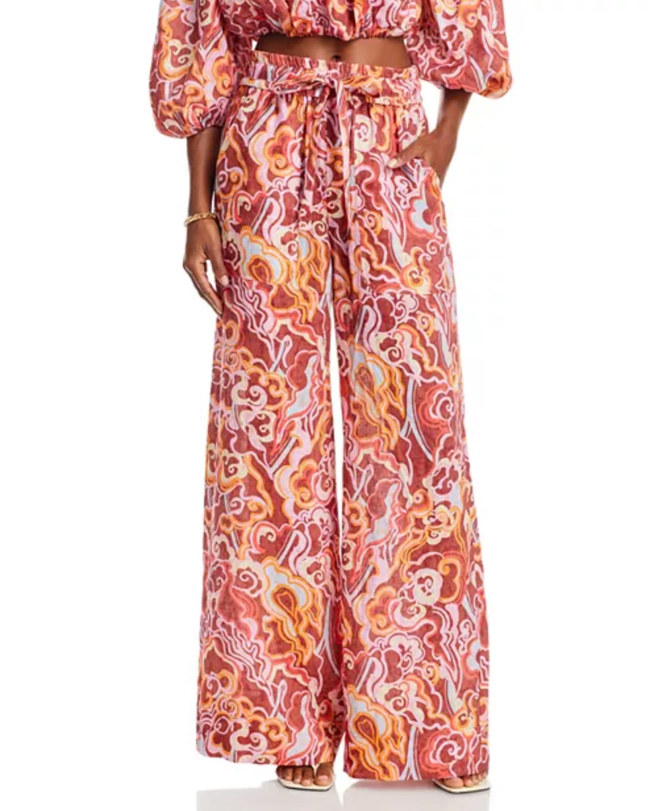 A.L.C. Naomi Print Linen Pants - Baked Clay