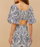 FARM Rio Off-White Tropical Cameo Euroflax™ Premium Linen Blouse